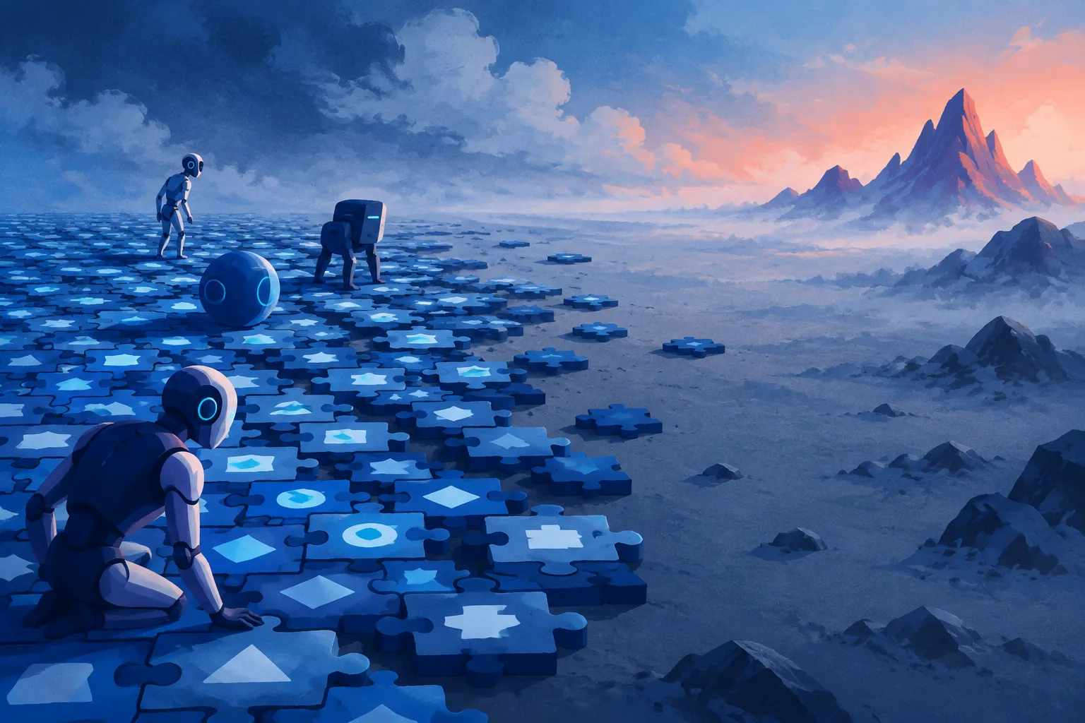 Several AI forms reach different thresholds before a sparse frontier of harder unsolved puzzles.