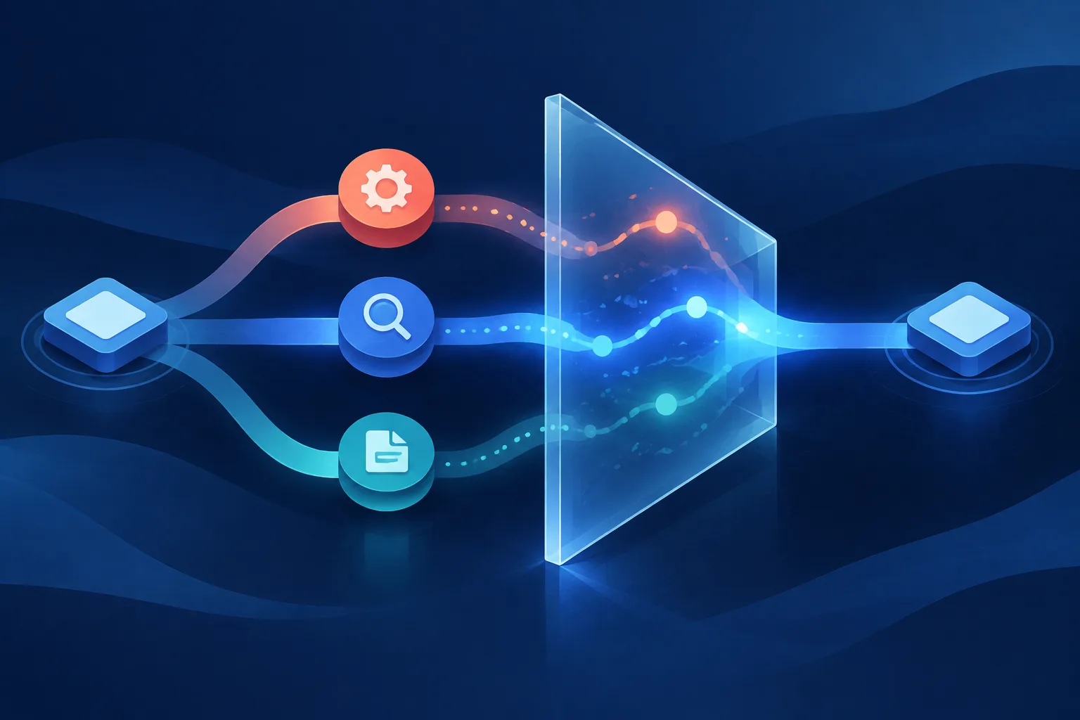 Three candidate tool actions branch from one task state and pass through a comparative scoring layer.