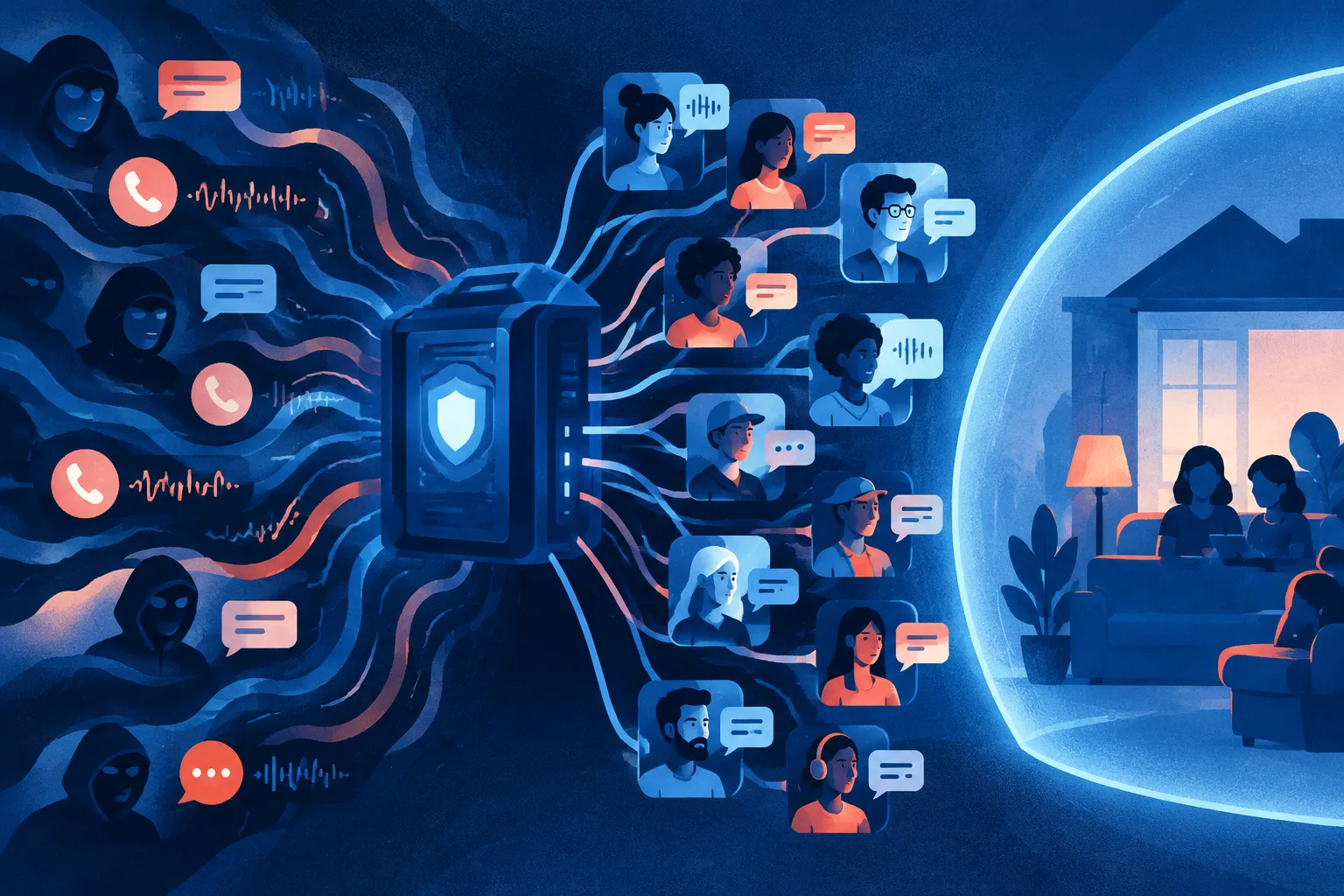 A protective switchboard sends suspicious calls to many synthetic voice personas.