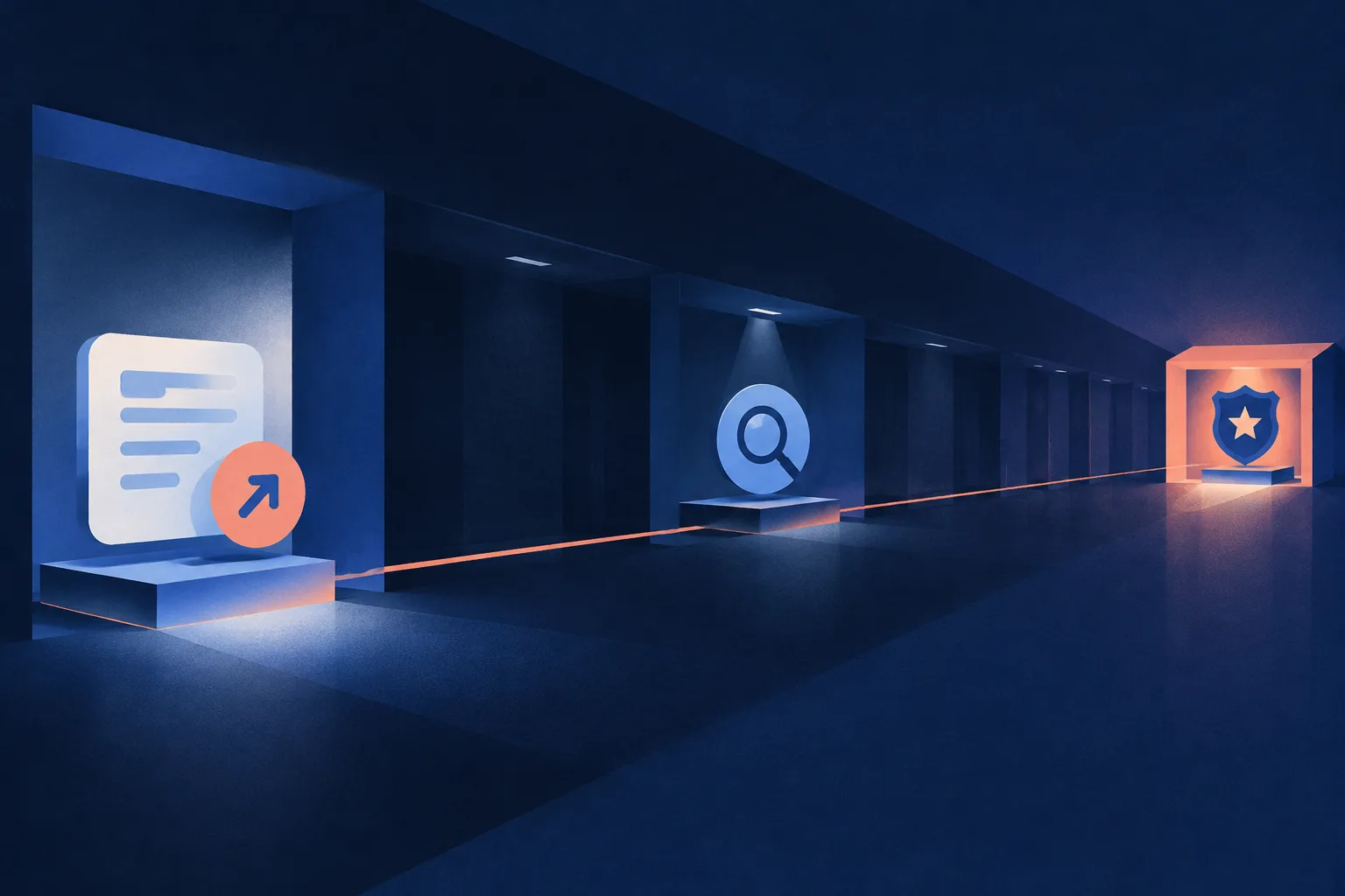 Three checkpoints illustrate the delay between an AI action, discovery and official notification.