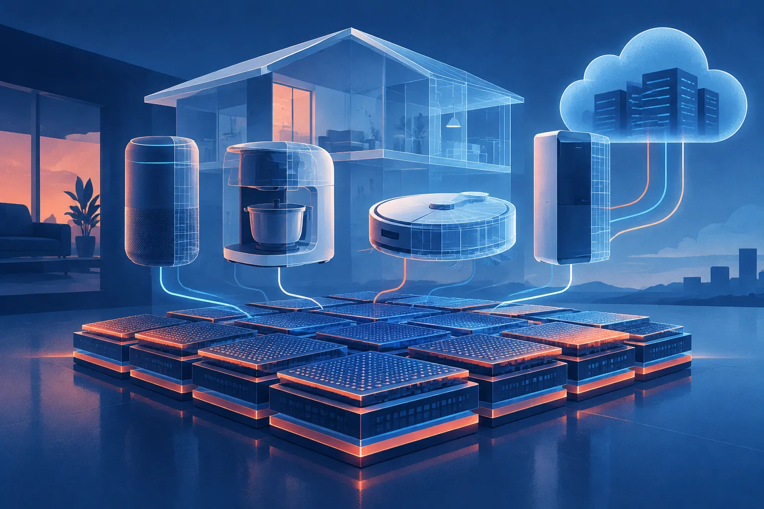 Processor infrastructure supporting several conceptual household AI products.