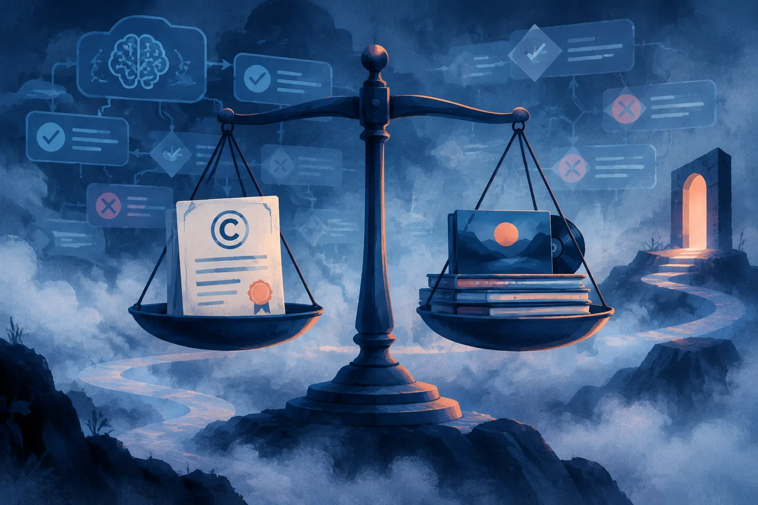 Copyright enforcement and independent recordings balance beneath unclear rules.
