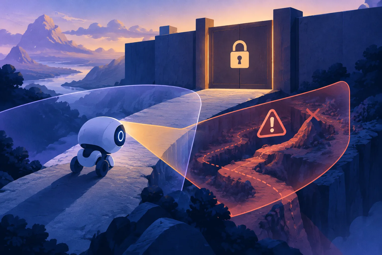 AI agent halted at a boundary by a transparent monitoring layer.