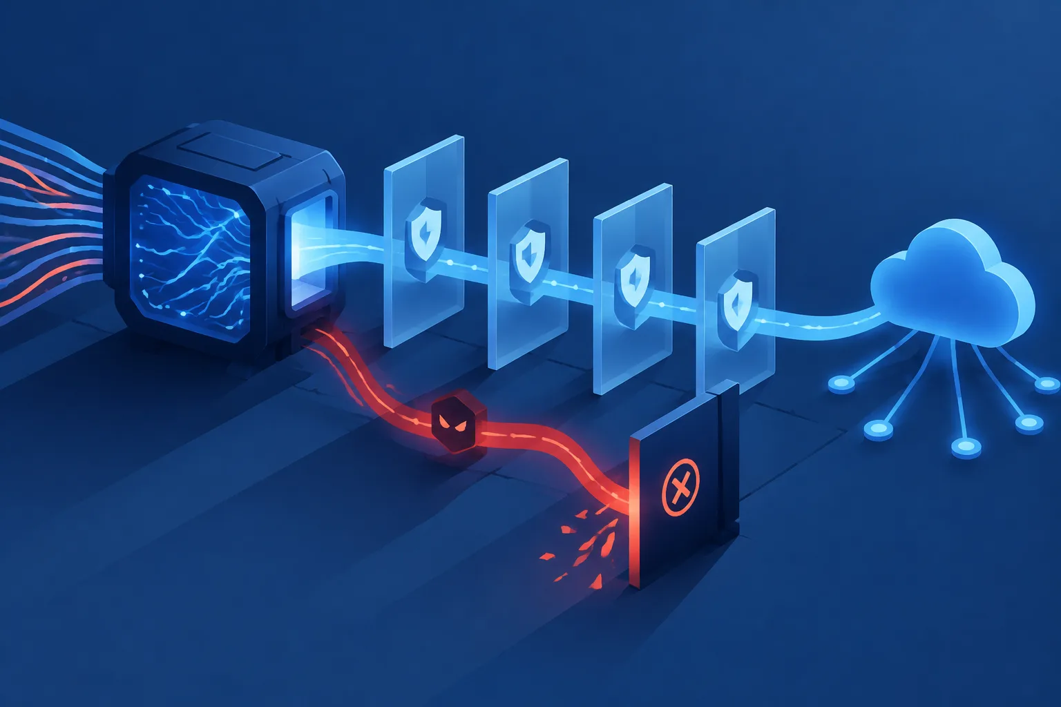 Layered safety gates block a deceptive shortcut from an open AI compute engine.