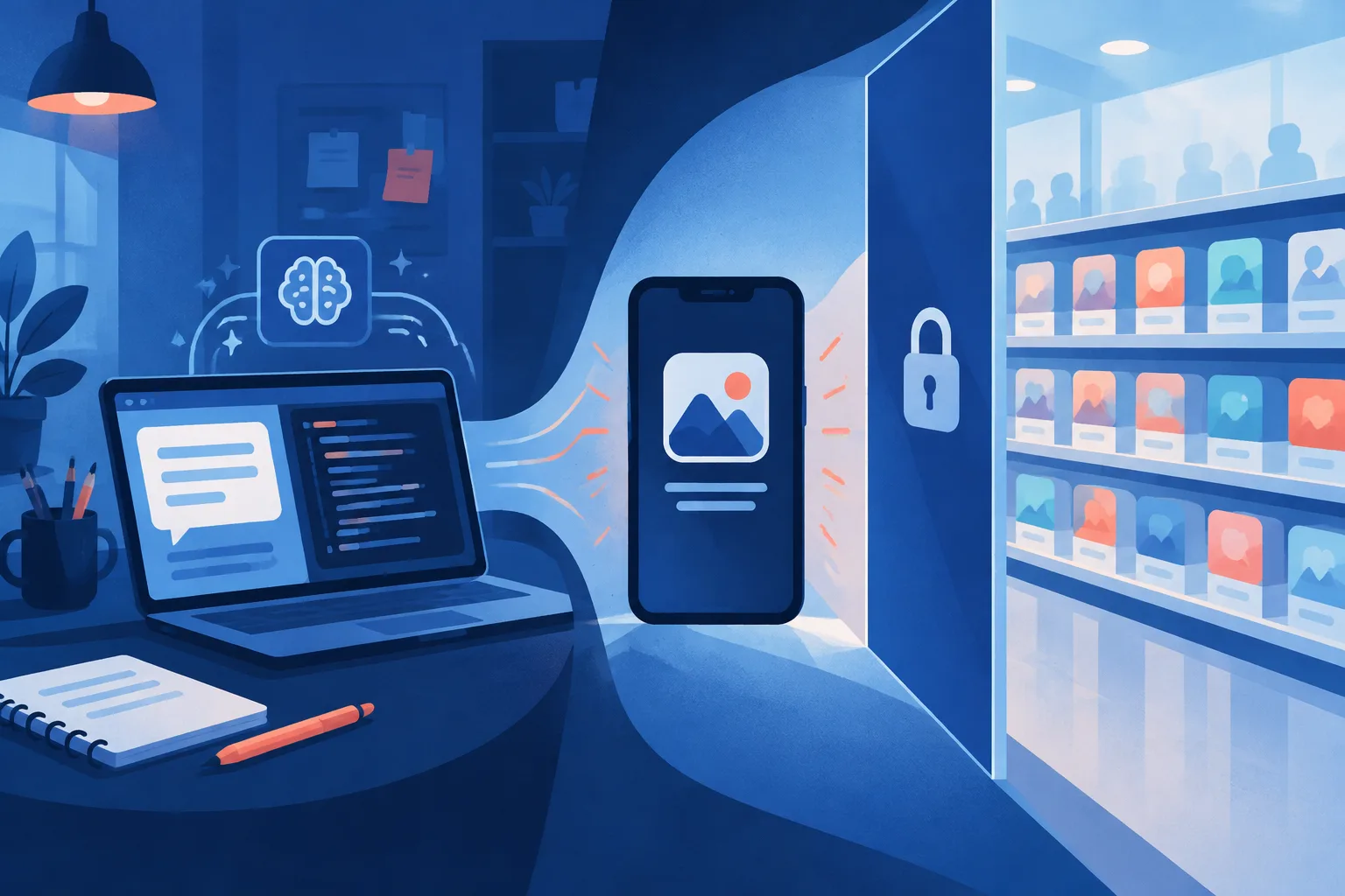 A personal app moves into one locked phone while the public app store stays separate.