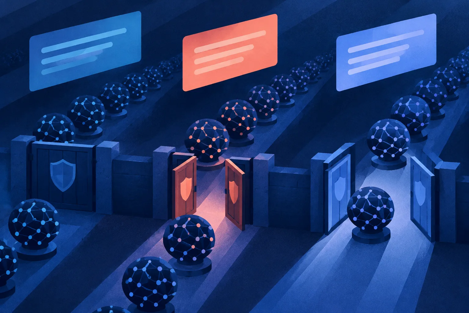 Abstract AI nodes react differently to three versions of the same prompt.