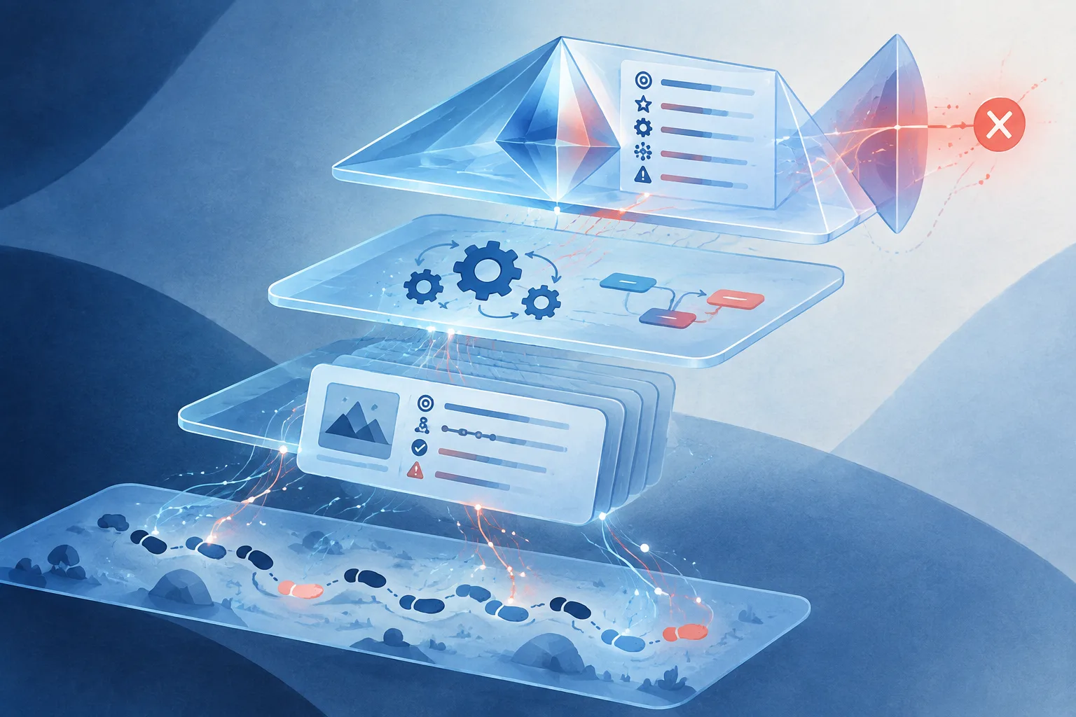 Four linked memory layers transform raw action histories into episodes, procedures, and principles.