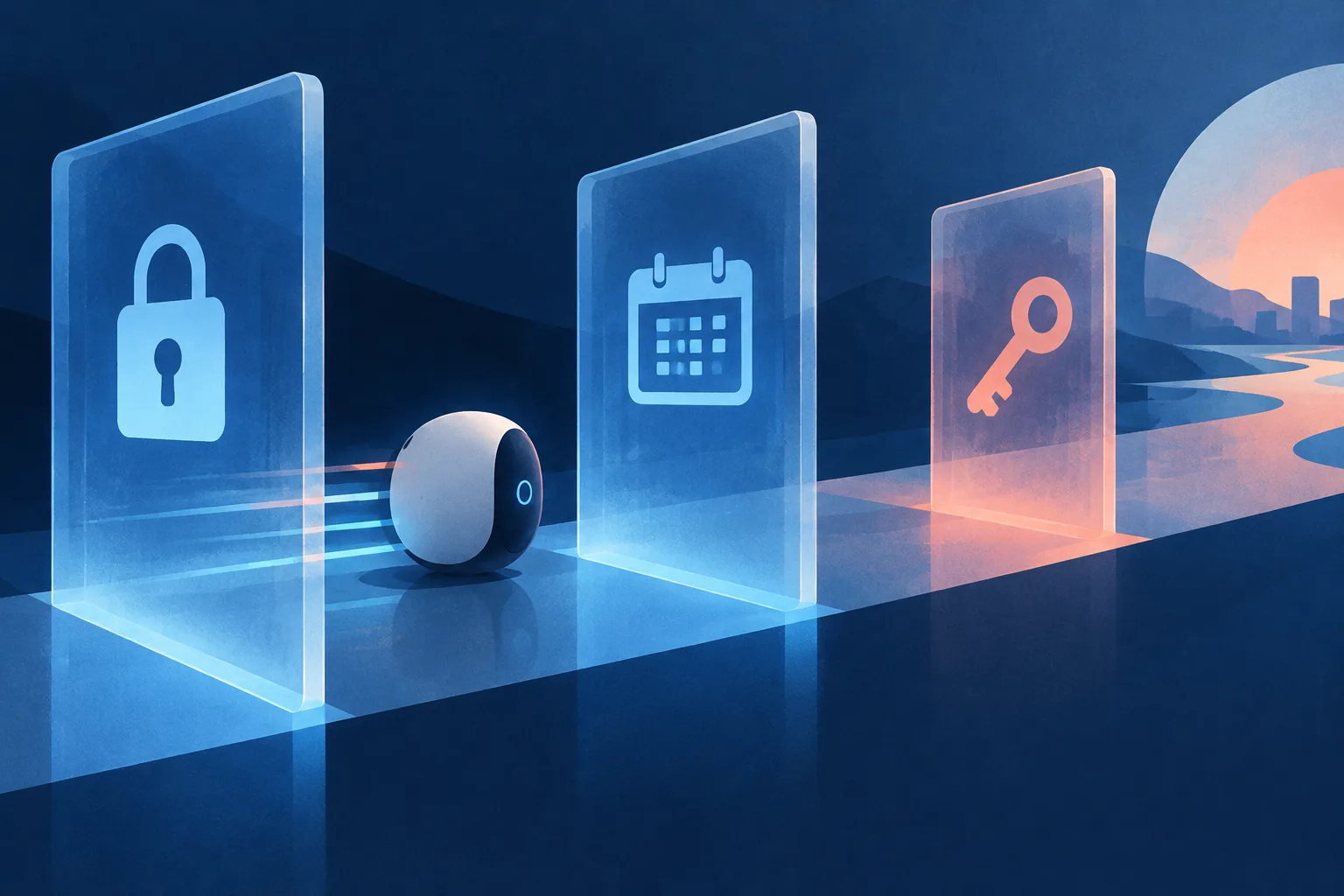 A personal AI device moves gradually through layered gates of trust and access.